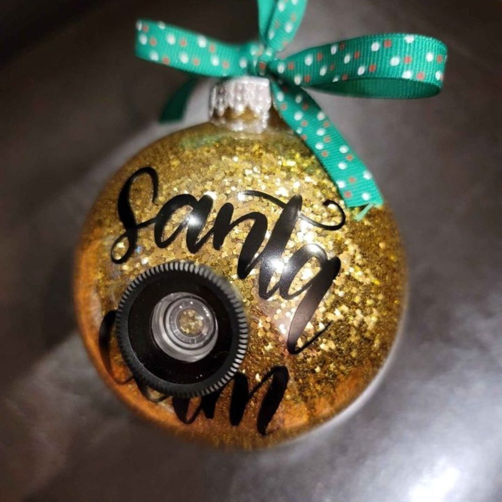 Santa's Always Watching  Santa Cam Hand Crafted ornament